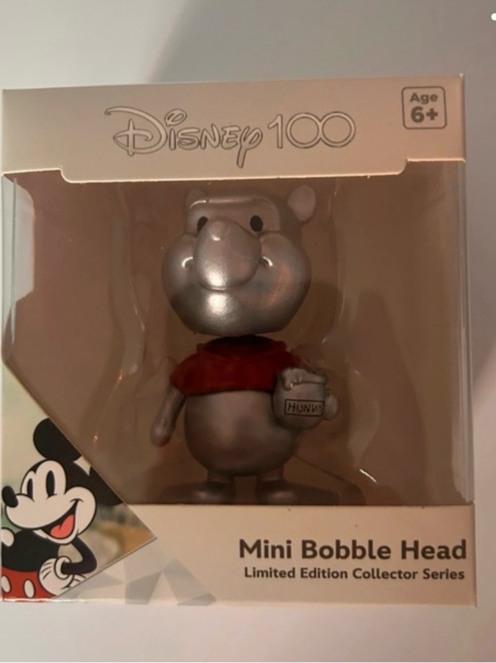 Disney Silver Winnie the Pooh Figure with Red Shirt - Mini Bobble Head